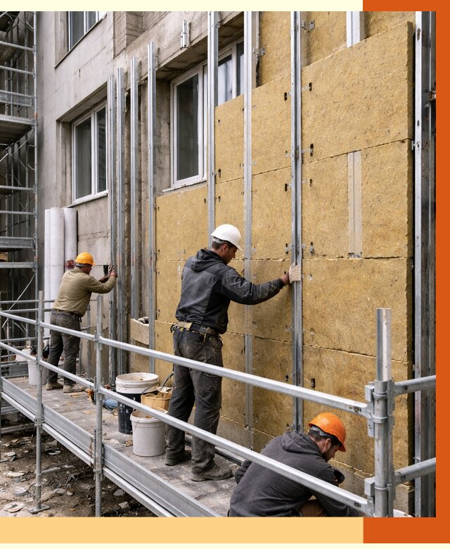 Утепление вентилируемого фасада в Нижнем Тагиле от 5829 руб/м2 — монтаж и утепление вентфасад | ТепломастерНжн